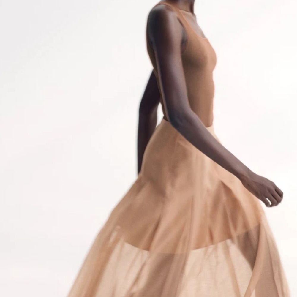 H&M Tan A-Line Maxi Skirt (Dark Tan)